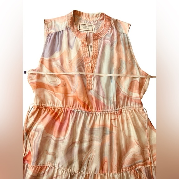 JOHNNY WAS WORKSHOP SLEEVELESS SILK TIERED DRESS SIZE SMALL - Picture 7 of 12